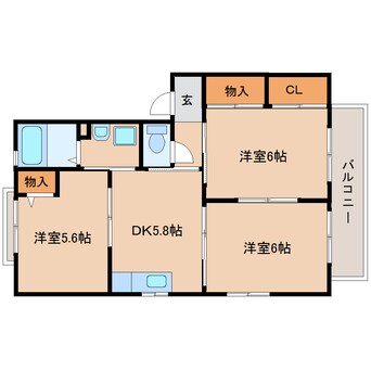 間取図 静岡鉄道静岡清水線/桜橋駅 徒歩11分 2階 築23年