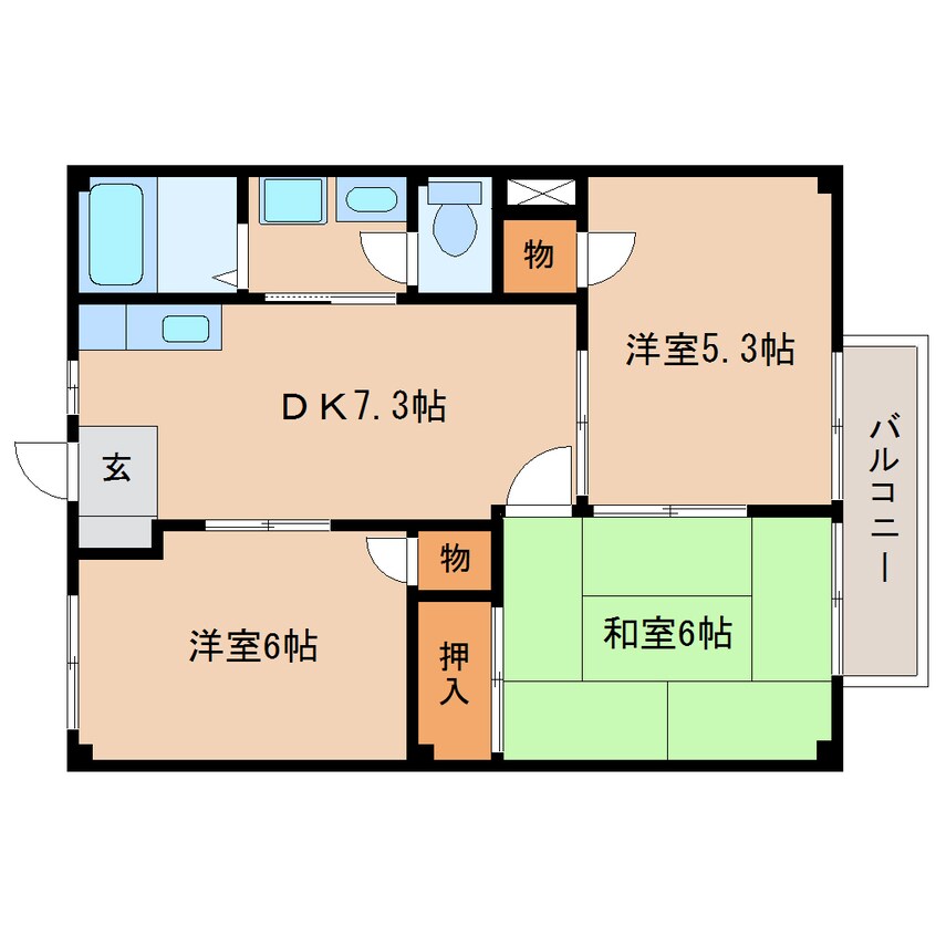 間取図 東海道本線/清水駅 バス26分八木間上下車:停歩4分 2階 築32年