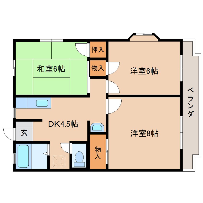 間取図 東海道本線/清水駅 バス9分高橋花の木下車:停歩2分 1階 築32年