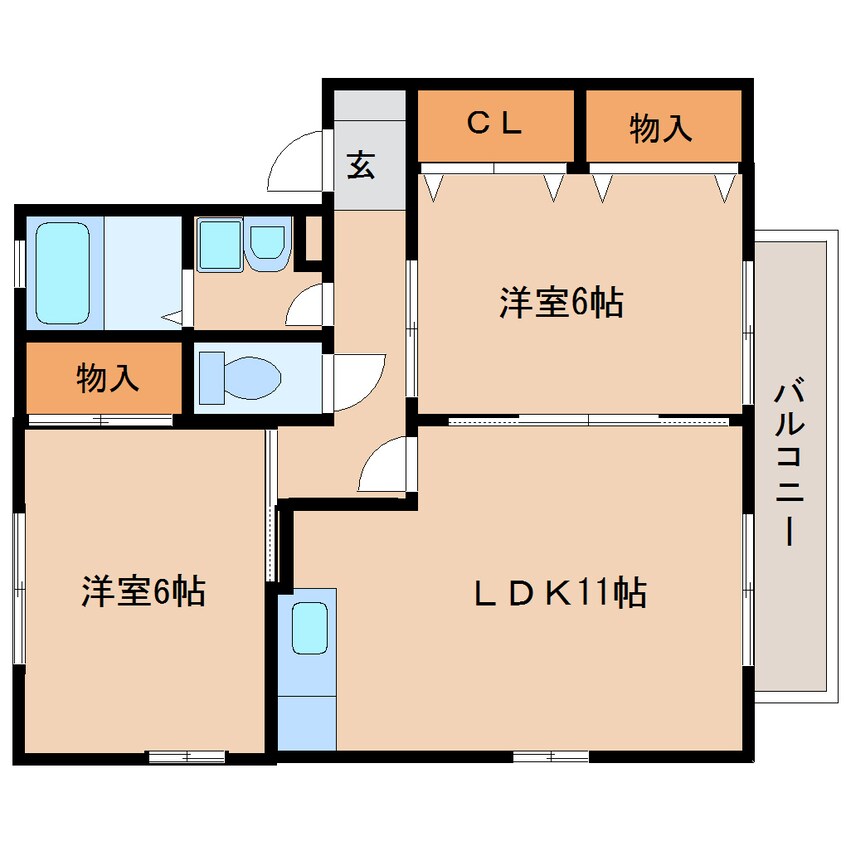 間取図 東海道本線/興津駅 バス9分新浦安橋下車:停歩3分 2階 築23年