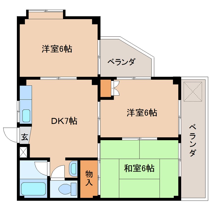 間取図 東海道本線/清水駅 徒歩15分 2階 築34年