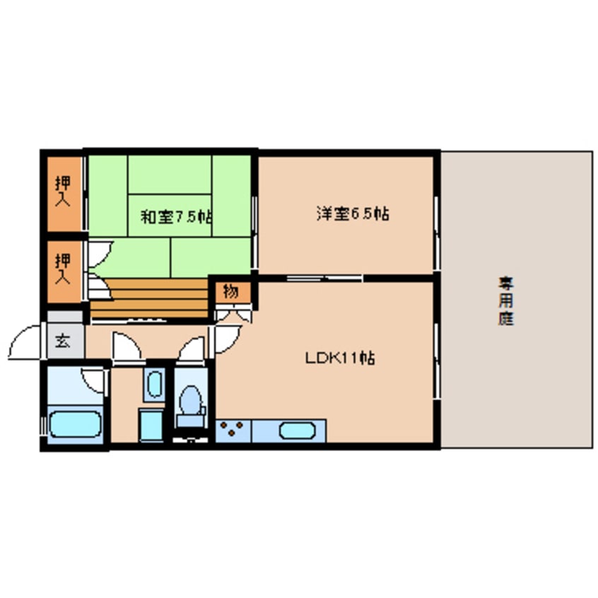 間取図 静岡鉄道静岡清水線/狐ケ崎駅 徒歩18分 1階 築28年