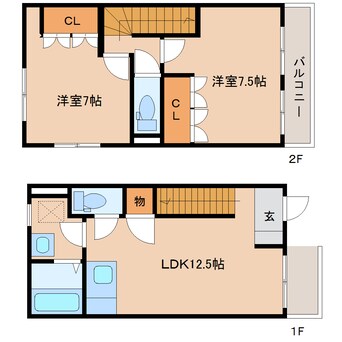 間取図 東海道本線/清水駅 バス24分三保本町下車:停歩5分 1-2階 築17年