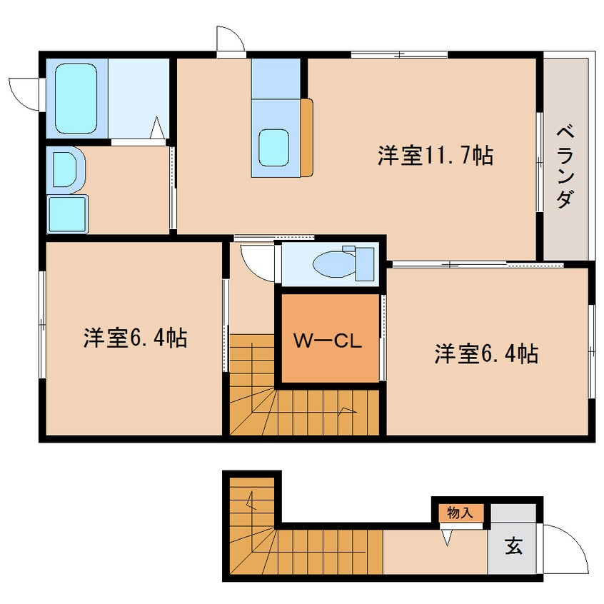 間取図 東海道本線/清水駅 バス10分高橋東下車:停歩5分 2階 築16年