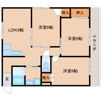 間取図 東海道本線/清水駅 バス18分高部小学校前下車:停歩3分 3階 築32年
