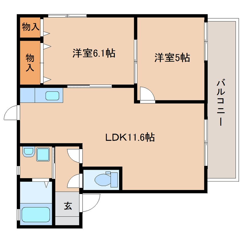 間取図 東海道本線/清水駅 バス11分クミアイ化学前下車:停歩11分 2階 築20年