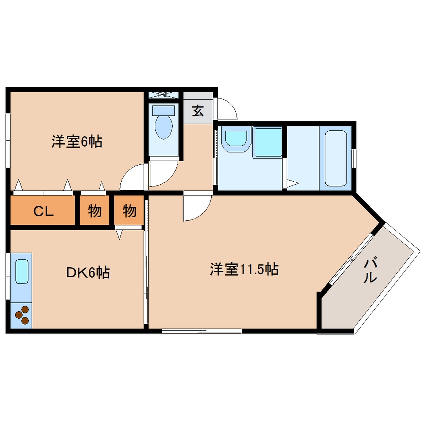 間取図 東海道本線/清水駅 バス8分庵原橋下車:停歩4分 2階 築26年