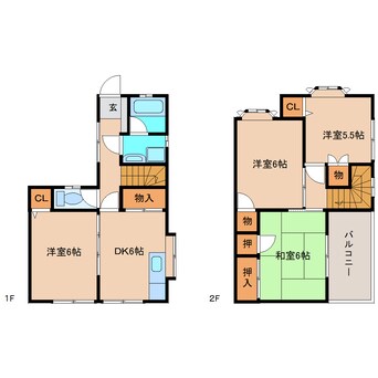 間取図 東海道本線/清水駅 徒歩10分 1-2階 築26年