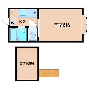 間取図 静岡鉄道静岡清水線/狐ケ崎駅 徒歩8分 2階 築34年