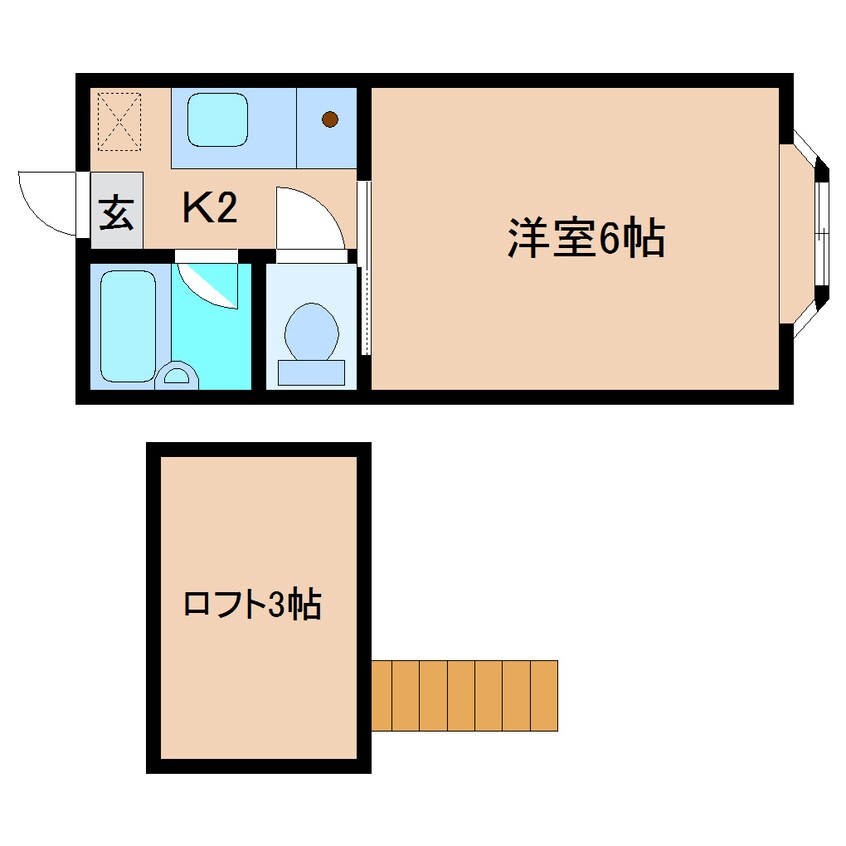 間取図 静岡鉄道静岡清水線/狐ケ崎駅 徒歩8分 2階 築34年