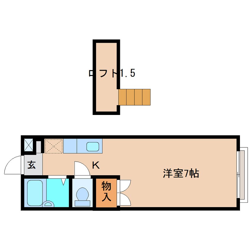 間取図 静岡鉄道静岡清水線/新清水駅 バス24分三保本町下車:停歩6分 2階 築30年