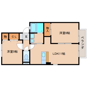 間取図 東海道本線/清水駅 バス17分中央共選場前下車:停歩6分 2階 築28年