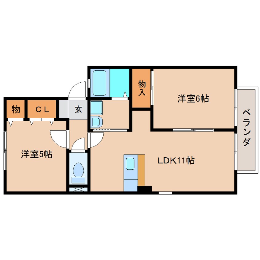 間取図 東海道本線/清水駅 バス17分中央共選場前下車:停歩6分 2階 築28年