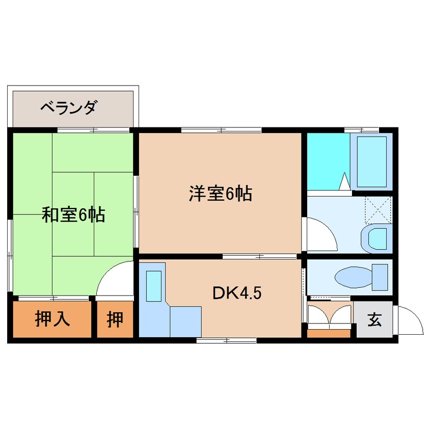 間取図 静岡鉄道静岡清水線/桜橋駅 バス8分向田町下車:停歩3分 2階 築38年