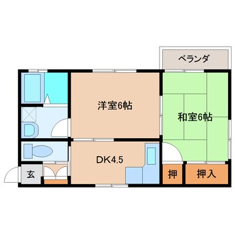 間取図 静岡鉄道静岡清水線/桜橋駅 バス8分向田町下車:停歩3分 2階 築38年