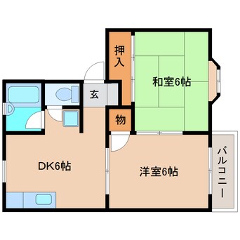 間取図 静岡鉄道静岡清水線/桜橋駅 バス11分龍華寺下車:停歩6分 2階 築35年