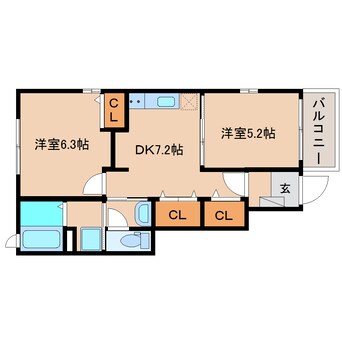 間取図 東海道本線/清水駅 バス11分第六中学校前下車:停歩4分 1階 築13年