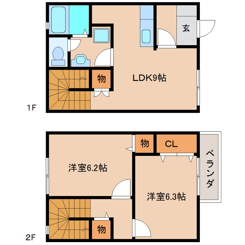 間取図 静岡鉄道静岡清水線/狐ケ崎駅 徒歩12分 1-2階 築12年