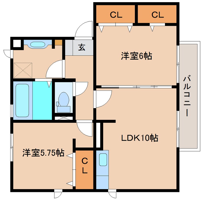 間取図 東海道本線/清水駅 徒歩24分 2階 築12年