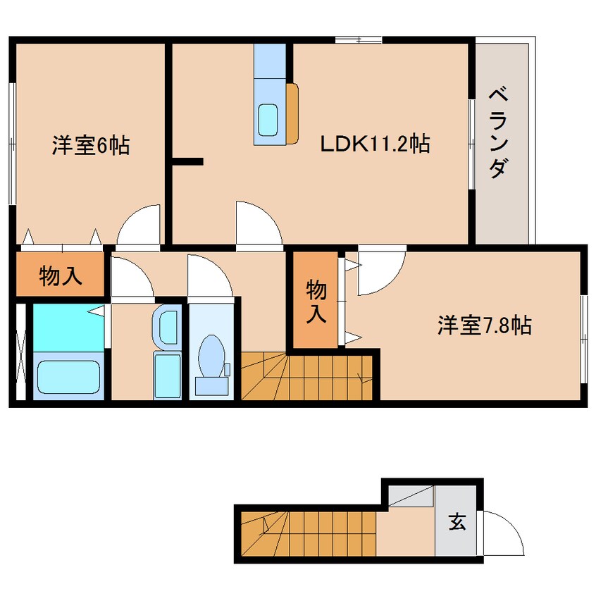 間取図 静岡鉄道静岡清水線/新清水駅 バス23分三保本町下車:停歩11分 2階 築12年