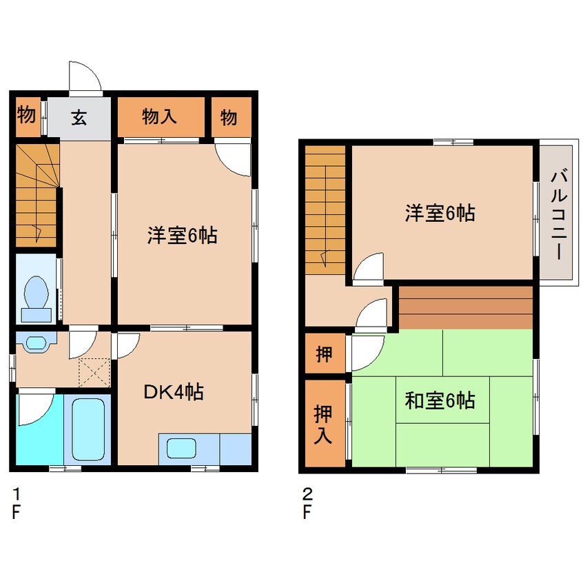 間取図 東海道本線/清水駅 バス9分横砂西下車:停歩4分 1-2階 築49年