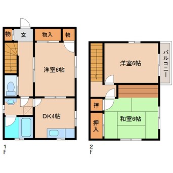 間取図 東海道本線/清水駅 バス9分横砂西下車:停歩4分 1-2階 築49年