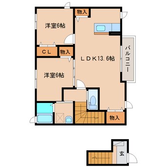 間取図 静岡鉄道静岡清水線/新清水駅 バス18分西折戸下車:停歩4分 2階 築12年