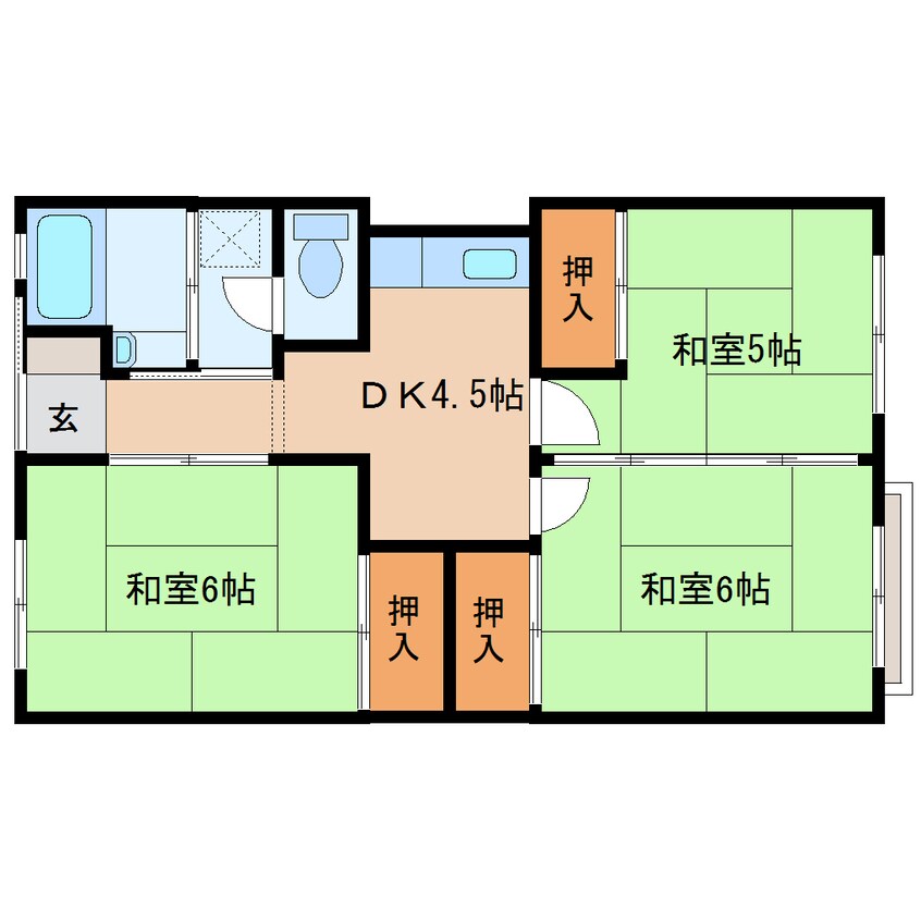 間取図 東海道本線/興津駅 バス5分清見寺下車:停歩5分 3階 築48年