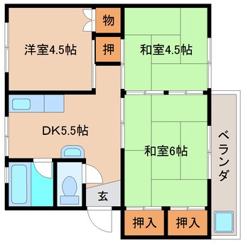 間取図 東海道本線/興津駅 バス6分横砂西下車:停歩3分 1階 築48年