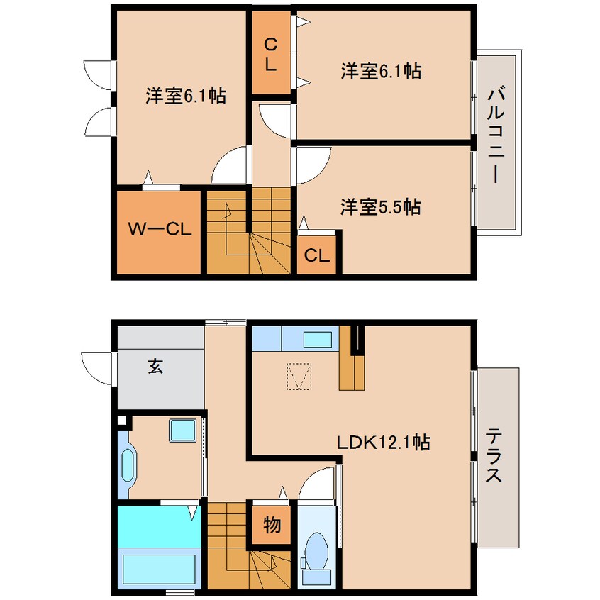 間取図 東海道本線/興津駅 バス12分谷津下車:停歩1分 1-2階 築11年