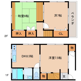 間取図 東海道本線/清水駅 バス15分飯田小学校入口下車:停歩5分 1-2階 築27年