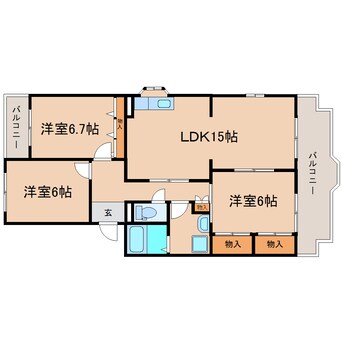 間取図 静岡鉄道静岡清水線/新清水駅 バス5分岡町西下車:停歩4分 3階 築30年