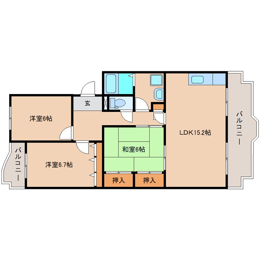 間取図 静岡鉄道静岡清水線/新清水駅 バス5分岡町西下車:停歩4分 3階 築30年