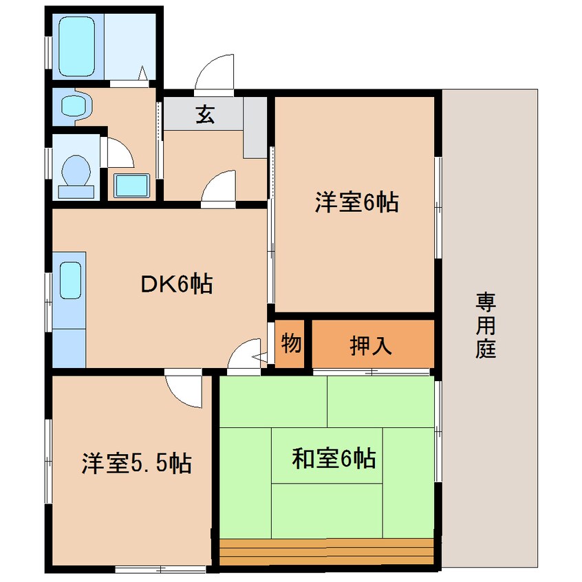 間取図 静岡鉄道静岡清水線/桜橋駅 徒歩20分 1階 築27年