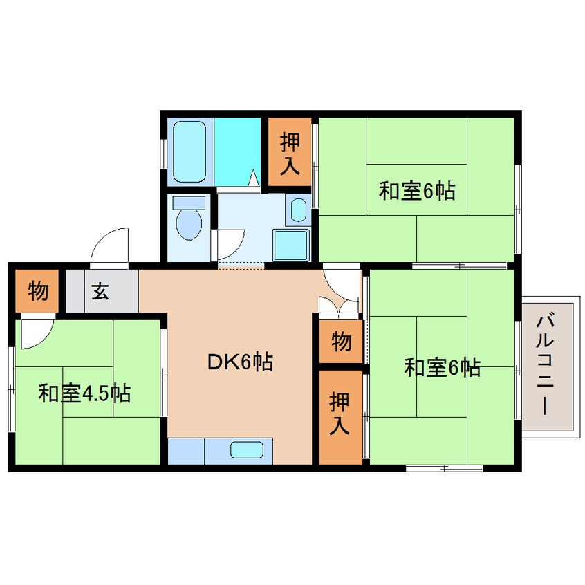 間取図 静岡鉄道静岡清水線/桜橋駅 徒歩11分 2階 築42年