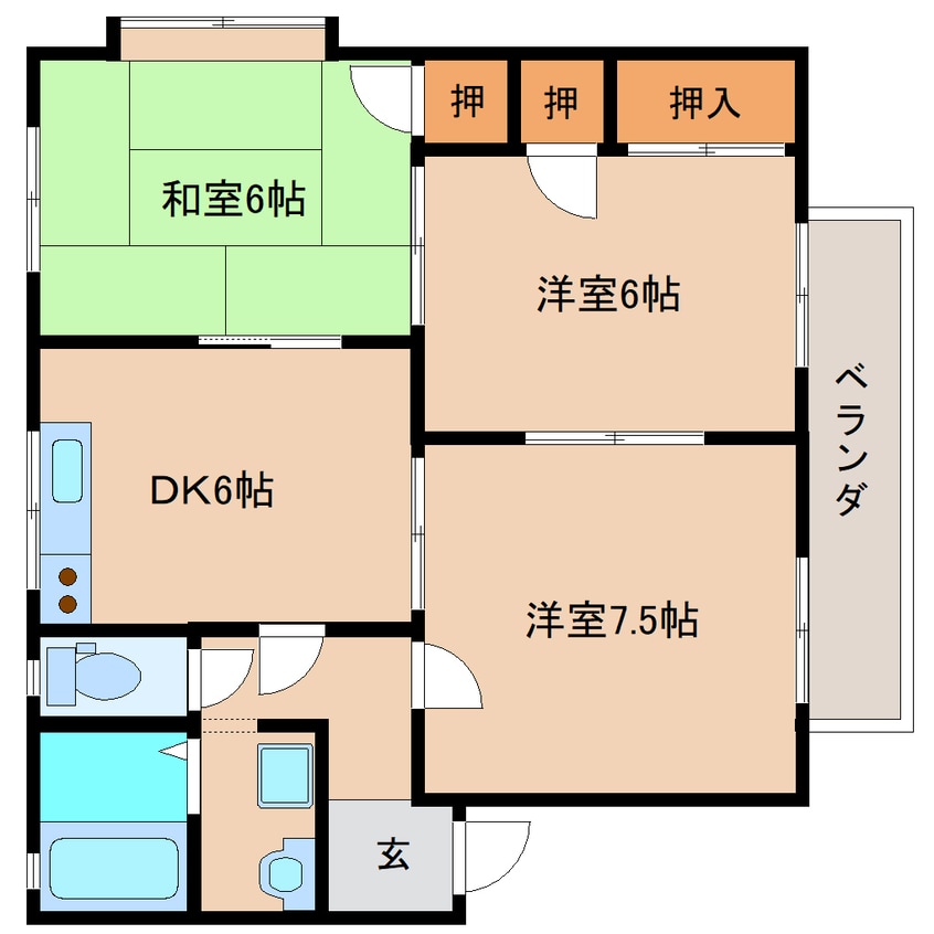 間取図 東海道本線/清水駅 バス10分梅が岡下車:停歩1分 2階 築33年