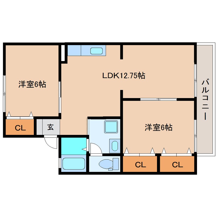 間取図 東海道本線/清水駅 バス10分渋川保健センター入口下車:停歩5分 2階 築37年