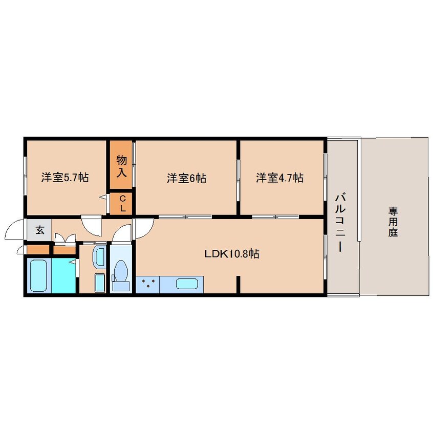 間取図 静岡鉄道静岡清水線/桜橋駅 徒歩12分 1階 築21年