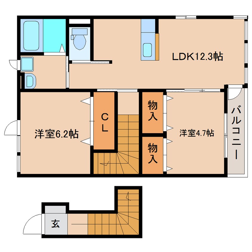 間取図 東海道本線/清水駅 バス23分日本平運動公園入口下車:停歩3分 2階 築9年