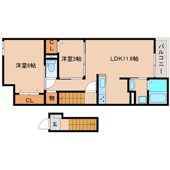 間取図 東海道本線/清水駅 バス14分下野下車:停歩5分 2階 築9年