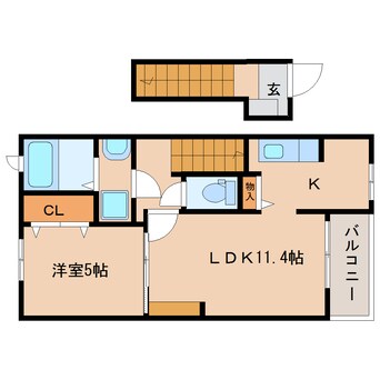 間取図 東海道本線/清水駅 バス8分川尻下車:停歩4分 2階 築10年