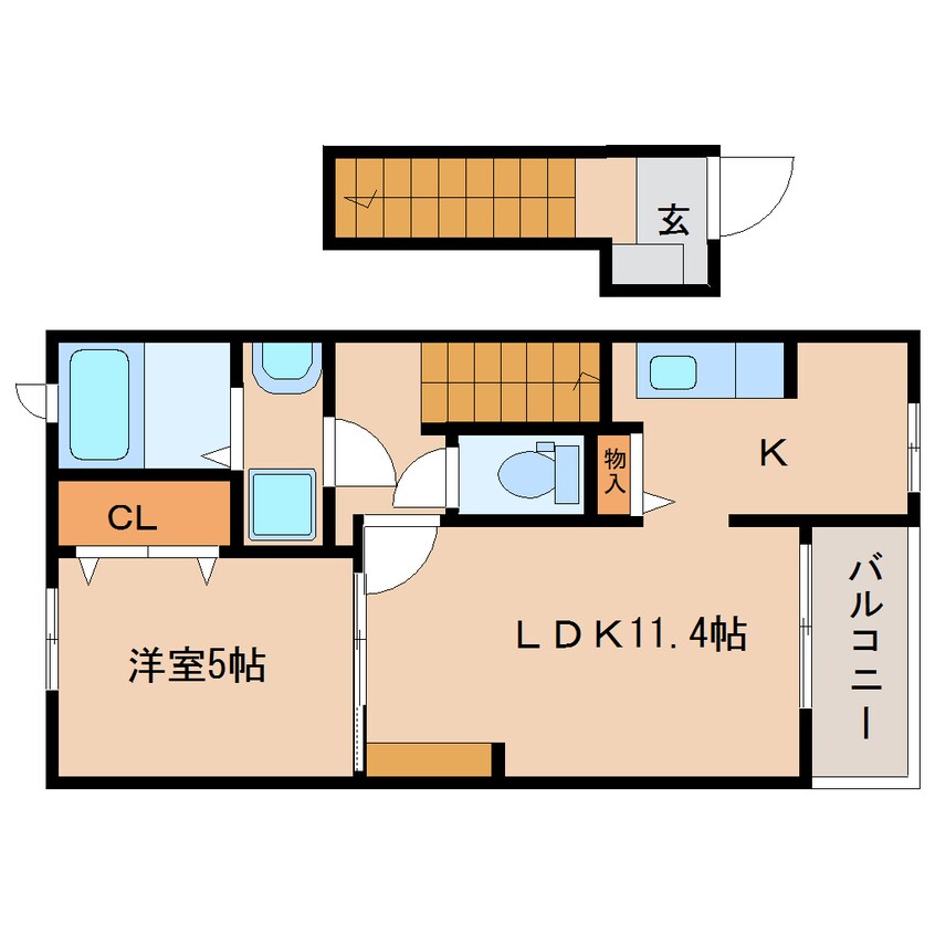 間取図 東海道本線/清水駅 バス8分川尻下車:停歩4分 2階 築10年