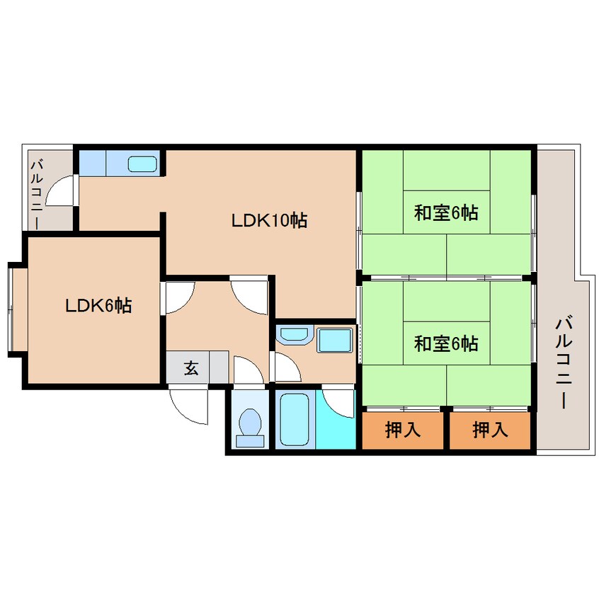 間取図 静岡鉄道静岡清水線/桜橋駅 バス7分中矢部町下車:停歩2分 2階 築36年