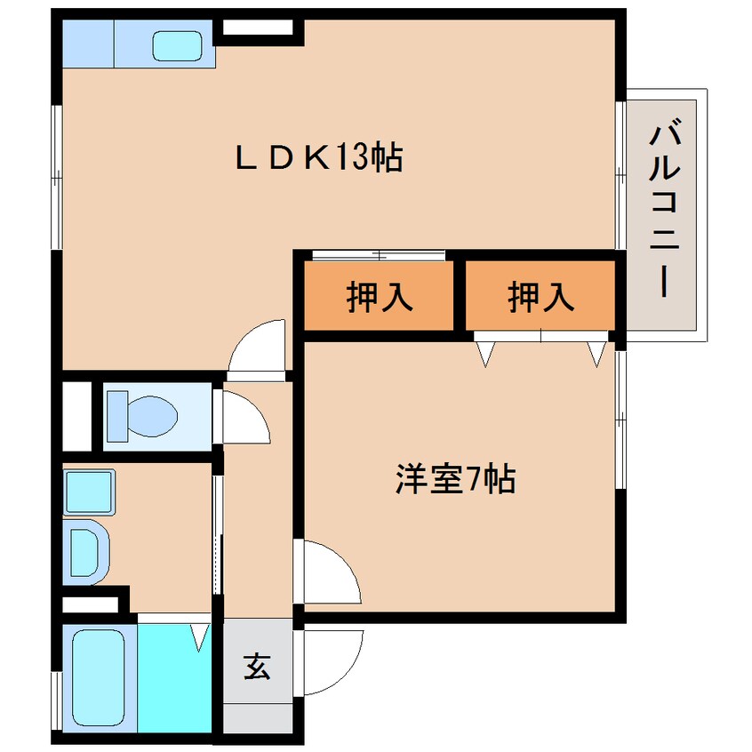 間取図 静岡鉄道静岡清水線/狐ケ崎駅 徒歩6分 1階 築26年