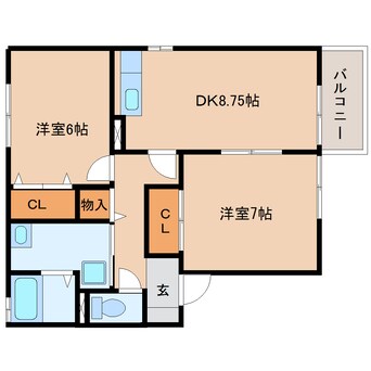 間取図 静岡鉄道静岡清水線/狐ケ崎駅 徒歩5分 1階 築26年