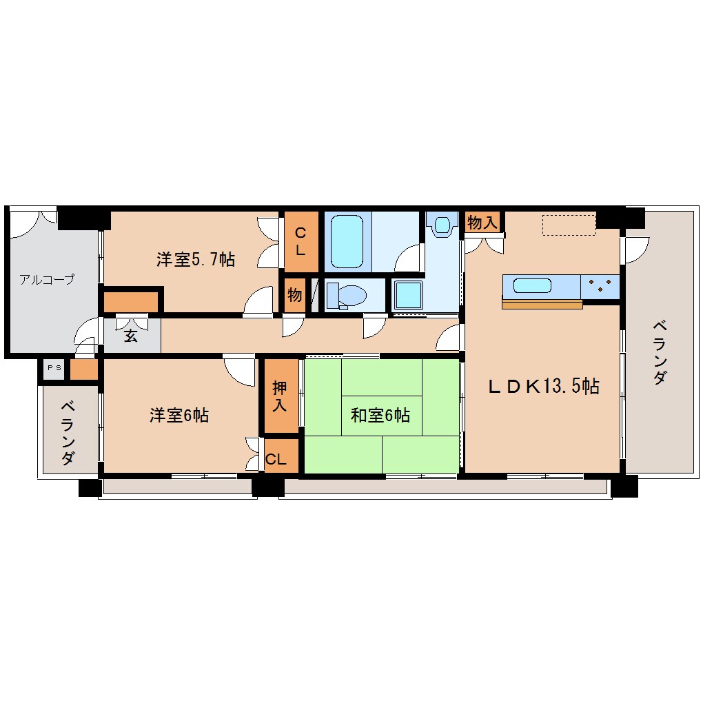 間取り図 東海道本線/清水駅 徒歩15分 7階 築23年