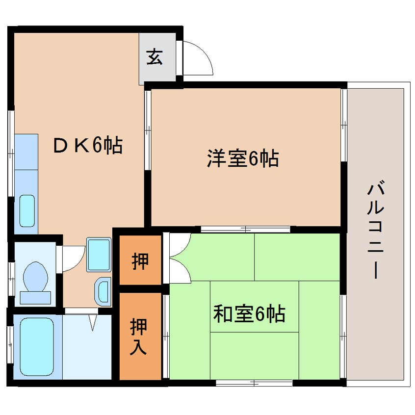 間取図 静岡鉄道静岡清水線/桜橋駅 バス8分向田町下車:停歩2分 2階 築39年