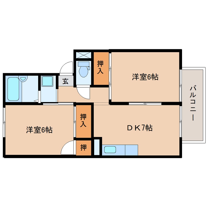 間取図 東海道本線/新蒲原駅 徒歩24分 1階 築34年