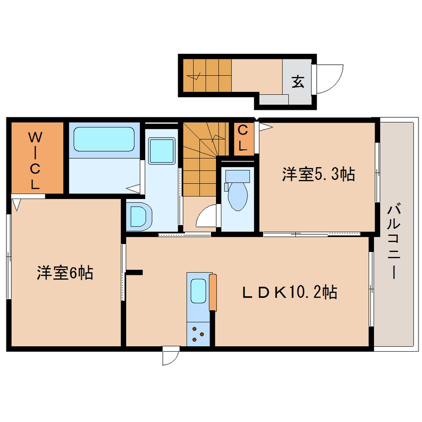 間取図 東海道本線/清水駅 バス9分クミアイ化学前下車:停歩14分 2階 築4年