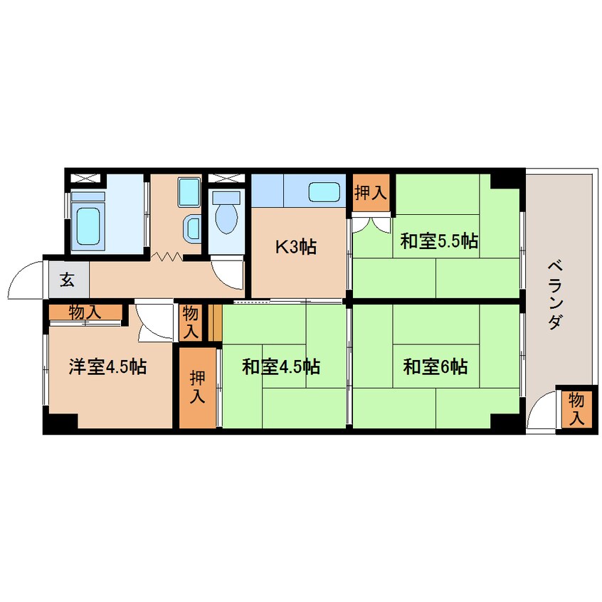 間取図 東海道本線/清水駅 徒歩17分 5階 築46年